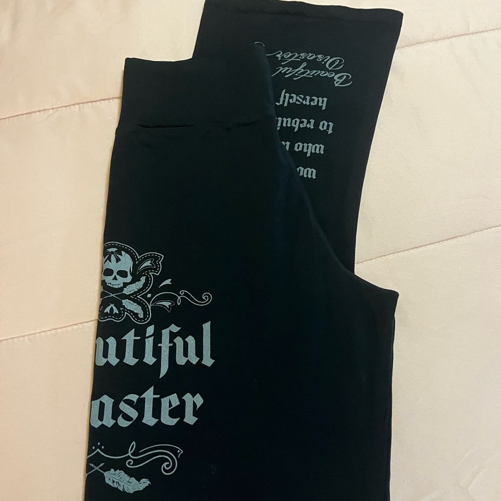 Black Graphic Boot Cut Pants